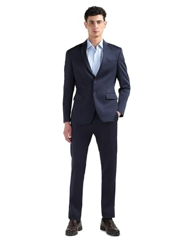 Arrow Men's Zero Calorie Slim Fit Textured Suit (ARAISU5604_Navy_36)