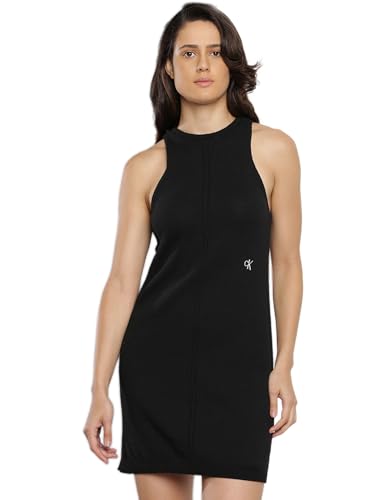 Calvin Klein Cotton Blend Black Embroidered Women Dress (J221398BEH) - Size M