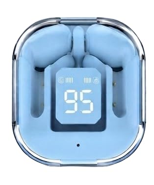 Wireless Earbuds Bluetooth 5.3 TWS Earphones with LED Digital Display Transparent Charging Case Touch Control in-Ear Headphones with Noise Reduction IP4 Water Resistant for iOS & Android