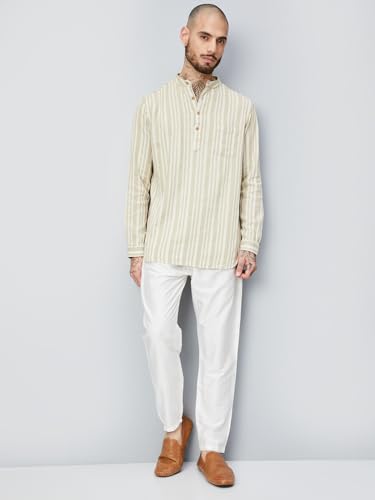 Max Men's Cotton Regular Kurta (FUCSTSP2505YD_Olive Green