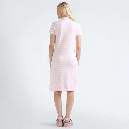 Tommy Hilfiger Pink Striped Polo Collar Short Sleeves Women Polo Dress (L)