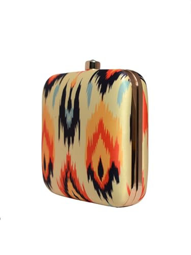 Artklim Multicoloured Ikkat Printed Clutch