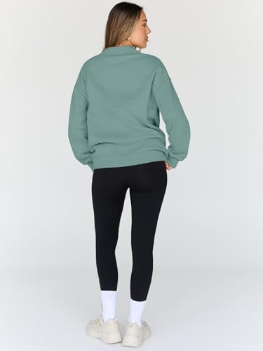 Trendy Queen Womens Oversized Sweatshirts Turtleneck Pullover Long Sleeve Hoodies Tops Fall Fashion Outfits 2025 Clothes, Green, Large