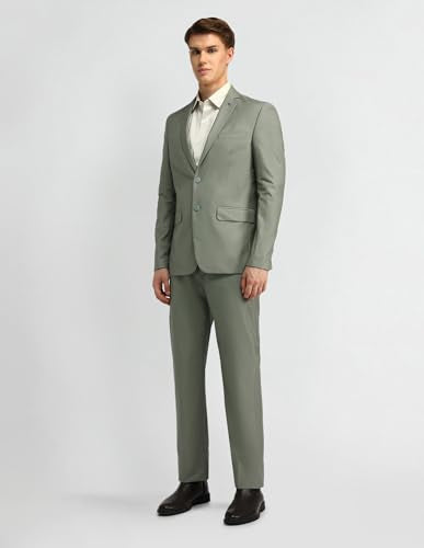 Arrow Men's Polyester Classic Business Suit Pants Set (ARAISU5564_Medium Green