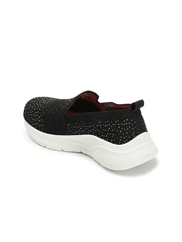 Carlton London Women Black Comfortable Slip On Snakeer with Heels, for for Casual, Walking & Daily Use (40)