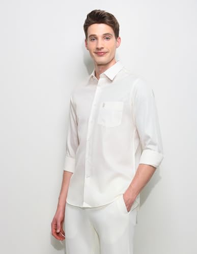 U.S.Polo Association Men's Solid Regular Fit Shirt (USSHTP1246_Ivory_39)