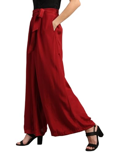 VERO MODA Women's Straight Fit High-Rise Red Pants