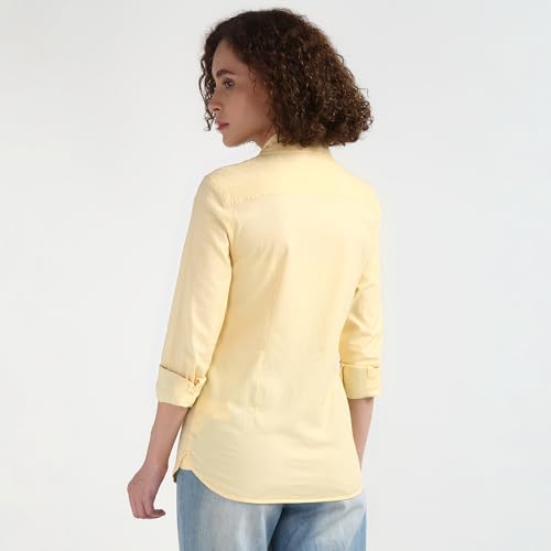 Tommy Hilfiger Yellow Solid Spread Collar Full Sleeve Shirt