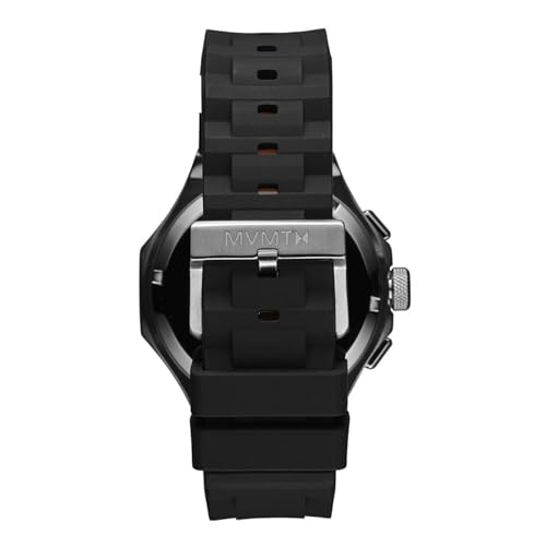 MVMT Raptor Qtz Fashion Analog Chrono Black Round Dial Men's Watch, Black & Orange Silicone Material, Black Band - 28000300-D