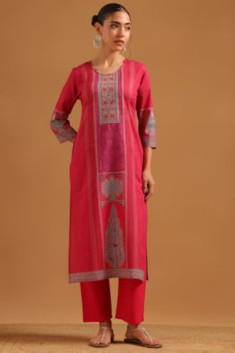 Soch Womens Fuchsia Cotton Digital Printed Ethnic Motifs Salwar Suit