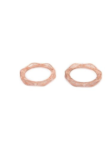 Priyaasi American Diamond Zig Zag Rose Gold Bangle Set of 2