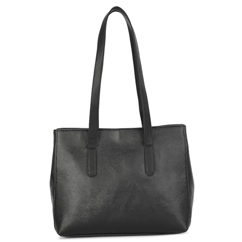 Fastrack Black Tote Bag For Women, Girls and Ladies | Laptop Tote Bag for Women | Fits Upto 14" Laptop | Ladies Purse Handbag