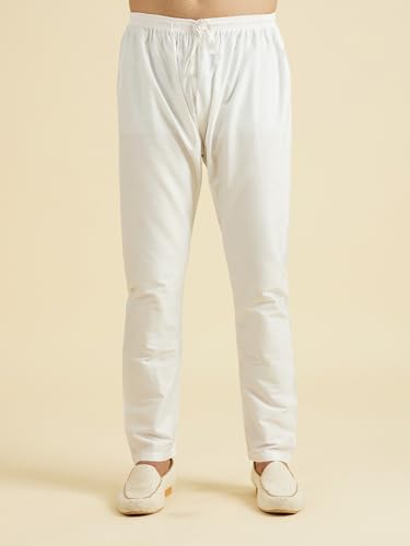 Manyavar Men's Cotton Printed Chikankari Kurta Pyjama Set (Pink,XL)