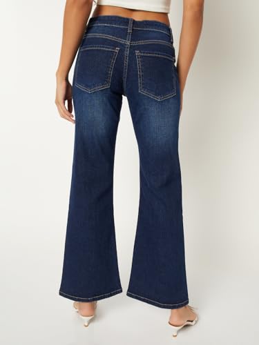 Max Women Washed Kick Flare Jeans (Blue_28)