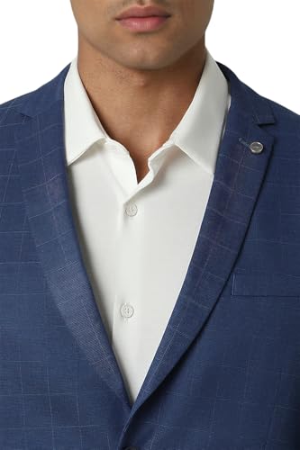 Van Heusen Men Navy Check Slim Fit Wedding Two Piece Suit