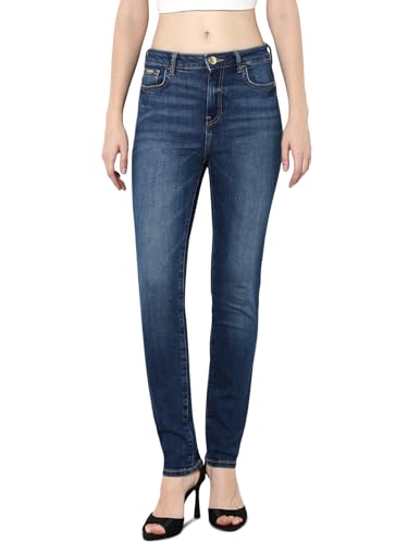 ONLY Women's Solid Skinny Fit Mid-Rise Blue Jeans