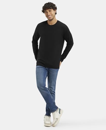 Jockey Men's Regular Fit Round Neck Full Sleeved T-Shirt AM95_Black_L