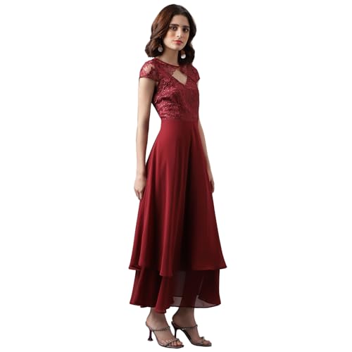 Latin Quarters Women Maroon Sequinned Dress