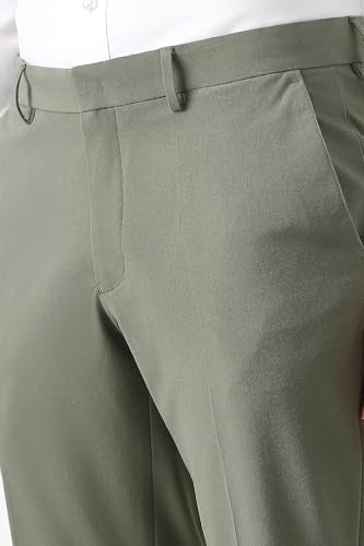 Men Olive Solid Trousers