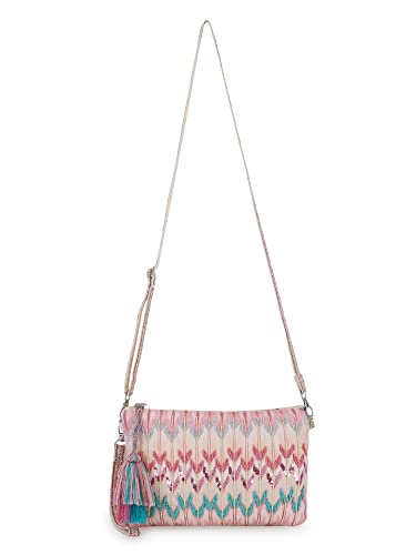 Anekaant Unisex Adult Ghoomar Pastel Pink & Multi Polycotton Ikat Digital Printed Sling Bag