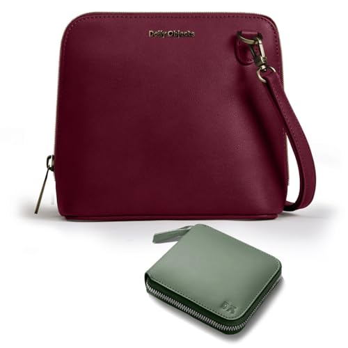 DailyObjects Trapeze Sling Crossbody Bag for Women and Latest Stylish Zip Wallet Purses for Women's, Girls | Durable Vegan Leather | Ladies Mobile Sling Bag | Zipper Closure | Made in India (Combo)