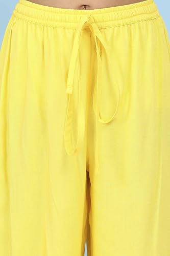 Biba Girls Yellow Cotton Printed Straight Suit Set_8-9Y