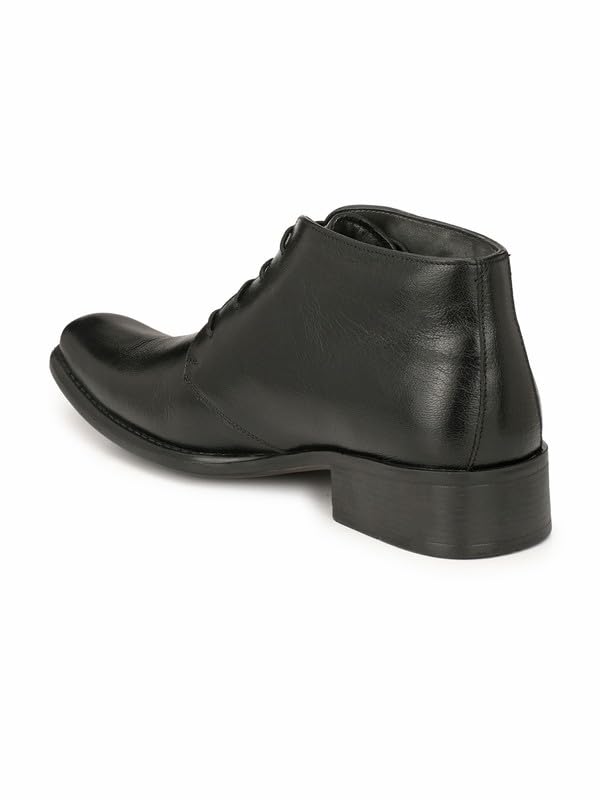 HITZ Men's Black Leather Derby Formal Ankle Shoes