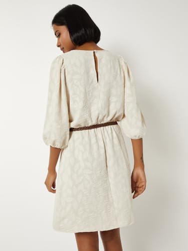 Max Women Jacquard A-line Dress(Beige_XXL)