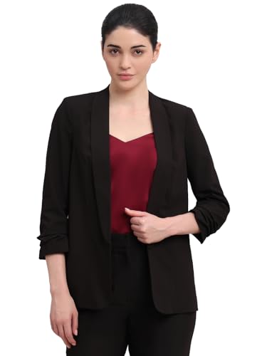 VERO MODA Womens Solid Single Breasted Blazer Jet Black