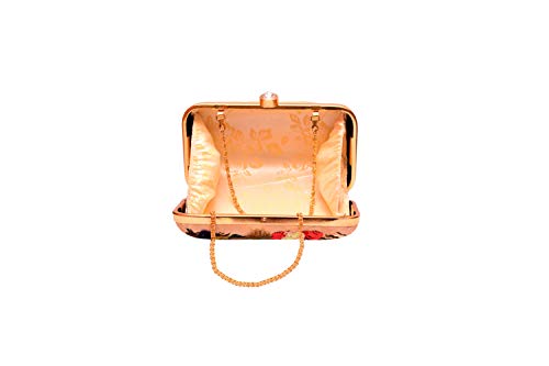 DUCHESS women bridal Fancy Party Hand Embroidered Box Clutch Purse with Sling For Girls and Women