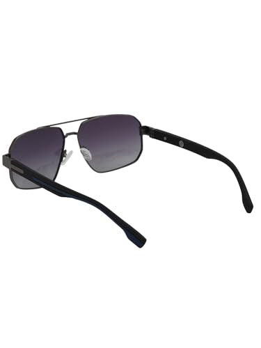 Carlton London Unisex Premium Metallic & Black Toned Grey UV with Polarised Lens Rectangle Sunglass