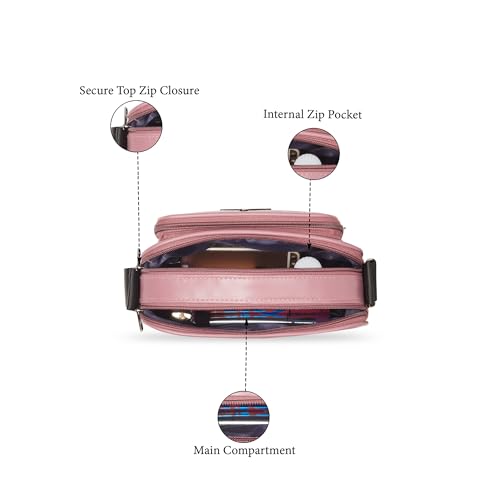 Caprese Jena Medium Sling Bag for Women with Adjustable Strap & Detachable Pouch for Comfortable Wear | Zipper Closure | Versatile Handbag for Everyday Use, Travel, and Special Occasions (Dark Pink)