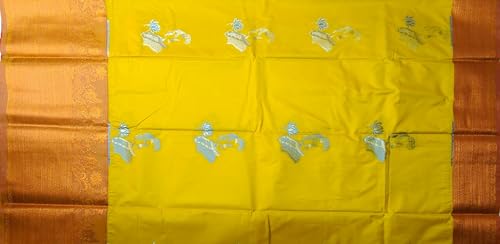 VFCollections Women's Traditional Handloom Kanchipuram Silk Pure Pattu Sarees | Rich Zari Woven Design | Unstitched Blouse (VFC135-12)