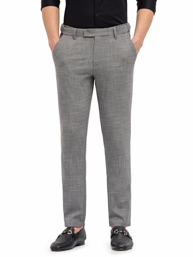 THE BEAR HOUSE Men's Black Slim Fit Formal Trouser