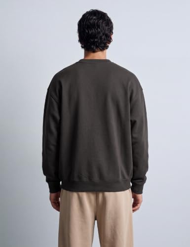 DAMENSCH Heat-Code Smart Oversized Sweatshirt for Men | Double-Brushed Fleece Winter Wear | 5°-15°C Warmth, Anti-Pill & Stretchable, Cinder Brown, M