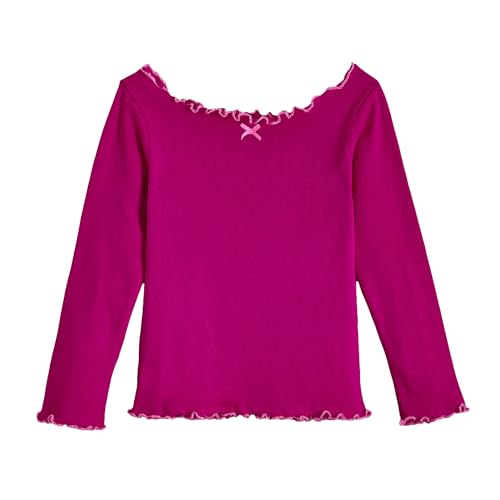 Hopscotch Girls Full Sleeves Textured Print Pink Tees for Ages (3-4 Years)