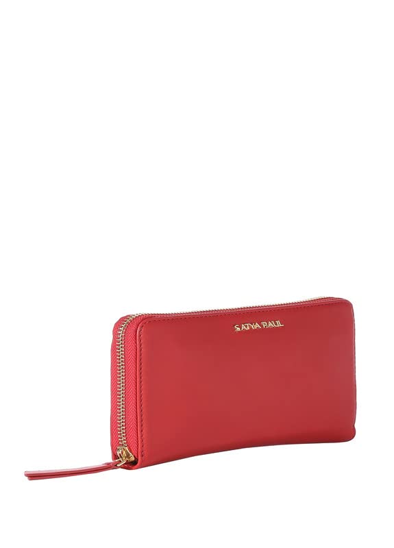 Satya Paul Red Maroon Leather Printed Women Wallet for Women