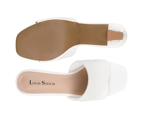 LOUIS STITCH Women’s White Block Heel Sandals | Comfortable Sandal for Ladies | LSOF-LDBH-TXMU | UK-4