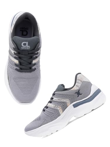 Carlton London Women L Grey Comfortable Lace-Up Snakeer with Heels, for for Casual, Walking & Daily Use (39)