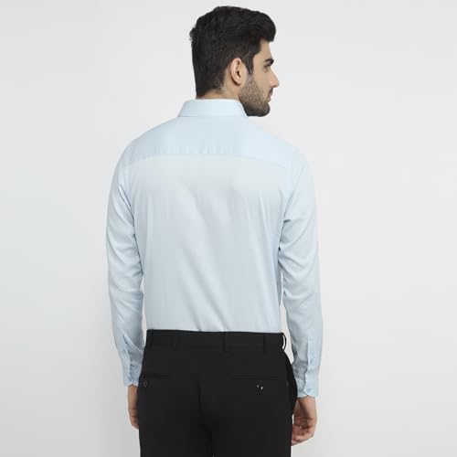 Raymond Men Regular Fit Print Pattern Pure Cotton Semicutaway Collar Full Sleeve Tail Bottom Hem Ceremonial Shirt