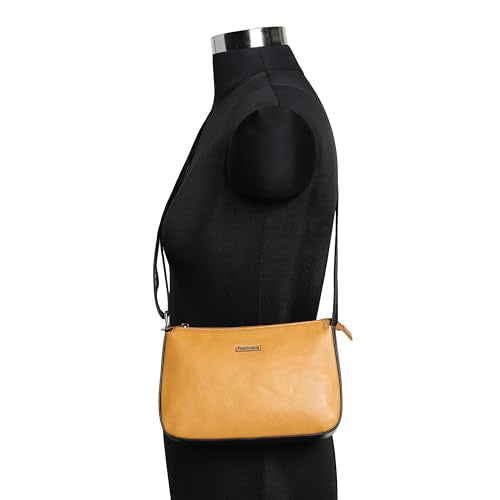 Mustard Sling Bag for Women | Chic Crossbody with Contrast Accents, Adjustable Strap & Quick-Access Pocket | Stylish Faux Leather Sling for Daily Use & Casual Outings