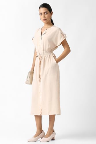 Women Beige Solid Casual Dress