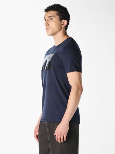 Jack & Jones Men Navy Blue Logo Print T-Shirt