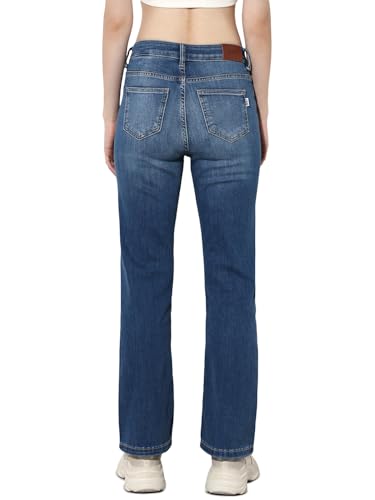 ONLY Women's Solid Flared Mid-Rise Blue Jeans