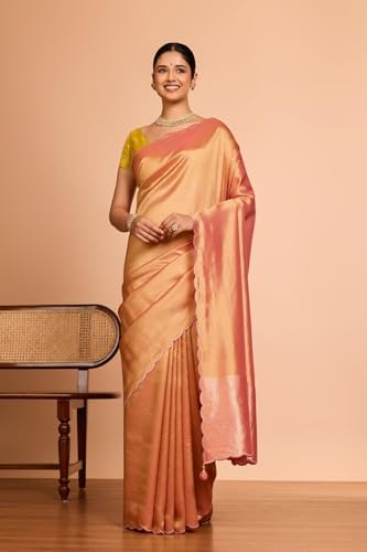 Taneira Women Light Pink Viscose Tissue Woven Saree with Unstitched Blouse Piece (SAPP01AC5590-Light Pink)