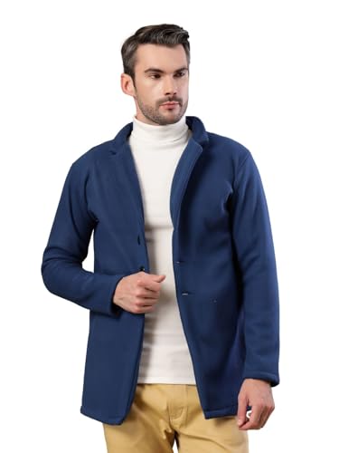 Rigo Cotton Polar Fleece Solid Overcoat for Men | Regular Fit Lapel Collar Long Jacket Overcoat | Winter Wear Men's Long Overcoat