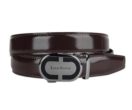 LOUIS STITCH Premium VT Leather Men's Auto Lock Belt | No Holes Belts for Men | Leather Belt for Gents (LSBE-SY-ALBB32-ALGB)