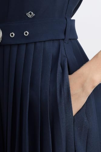 Women Navy Solid Formal Dress
