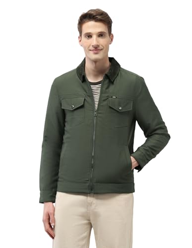 U.S. Polo Assn. Denim Co. Men's Solid Regular Fit Jacket (UDJCKS010_Olive_XL)