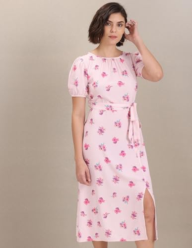 U.S. POLO ASSN. Women's Polyester Fit and Flare Knee-Length Dress (UWAW22DRS044_Pink